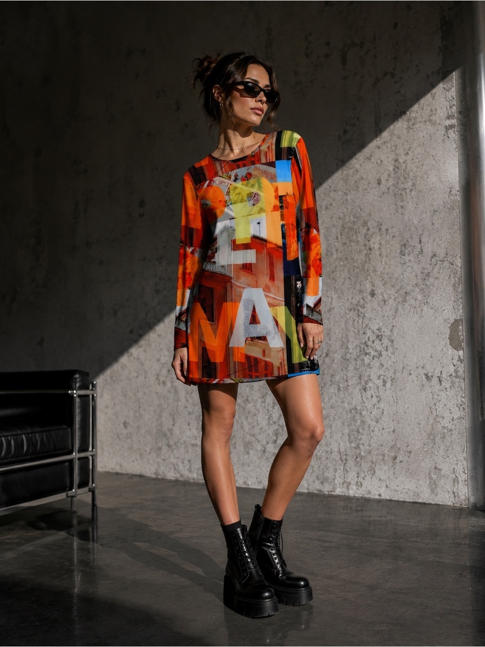 Peppermayo Into The City Long Sleeve Graphic Mesh Mini Dress 12